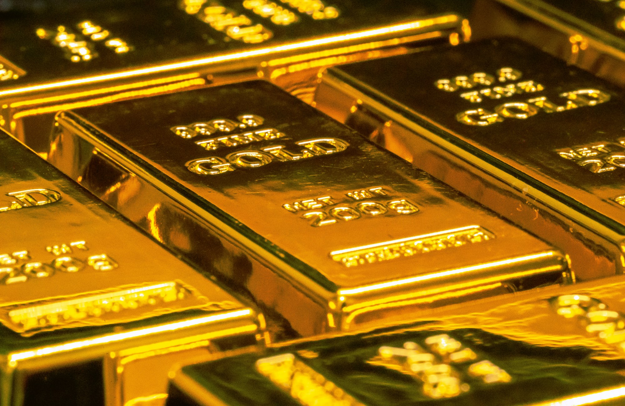 Gold bars in warm light